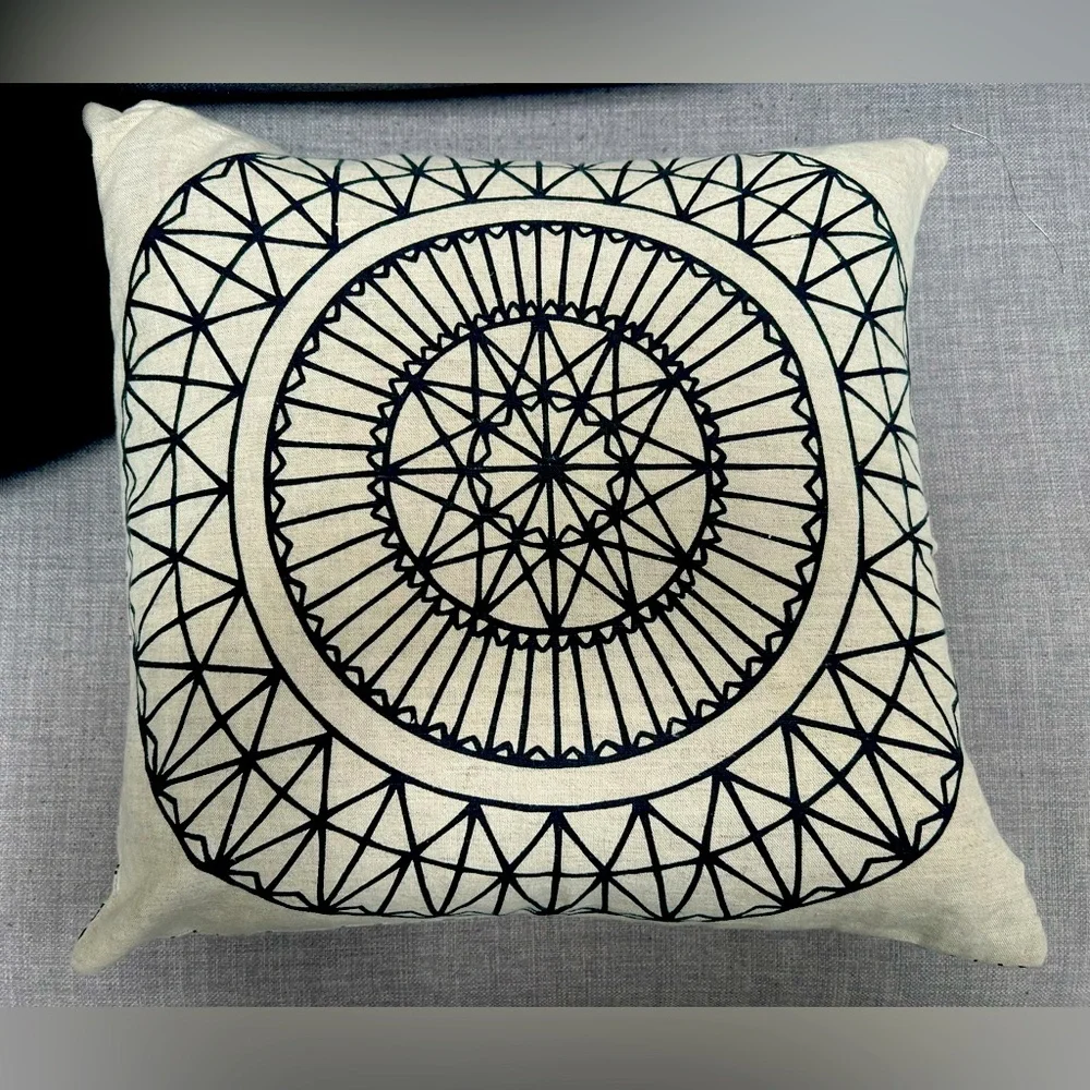 IKEA Ryssby Pillow Square Geometric Pattern Linen Cotton COVER ONLY #0919241